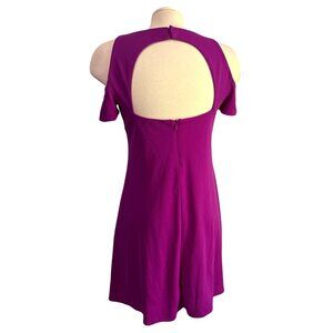 Ralph Lauren Purple Open Back & Shoulder Dress Sz 2 Womens Short Sleeve Knee Len
